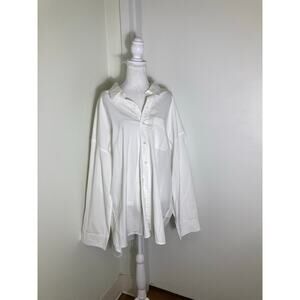 R 13 White Drop Neck Oxford Button Up Cotton Shirt Sz M